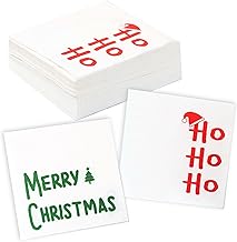 Christmas Napkins Paper White- 50 PK - 3-ply Christmas Cocktail Napkins Disposable Dinner Napkins Party Napkins Beverage Napkins Funny for Christimas Decorations Table Décor Party Supplies