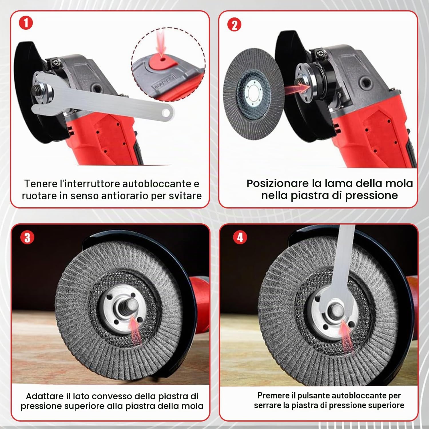 Smerigliatrice angolare a batteria compatibile con Milwaukee 18V, fresa angolare con ruote da 125 mm, strumento di levigatura senza spazzole 800W 12000 giri/min, smerigliatrice angolare con 6 dischi
