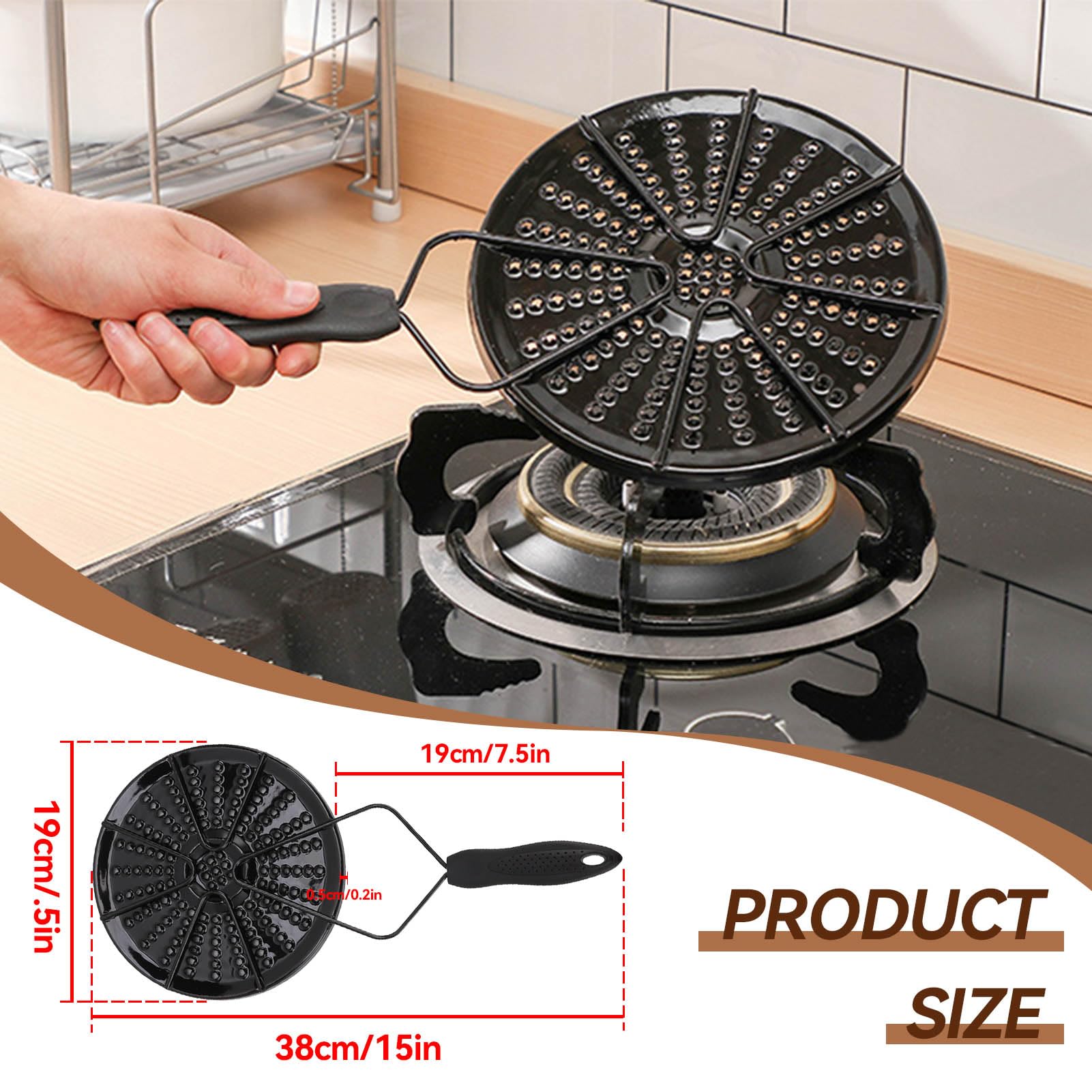 Heat Diffuser for Gas Stove, Heat Diffuser Gas Stove Heat Diffuser Stove Heat Diffuser with Handle Heat Diffuser Flame Reducer Simmer Plate for Gas Burners Flame Diffuser Stove Cover