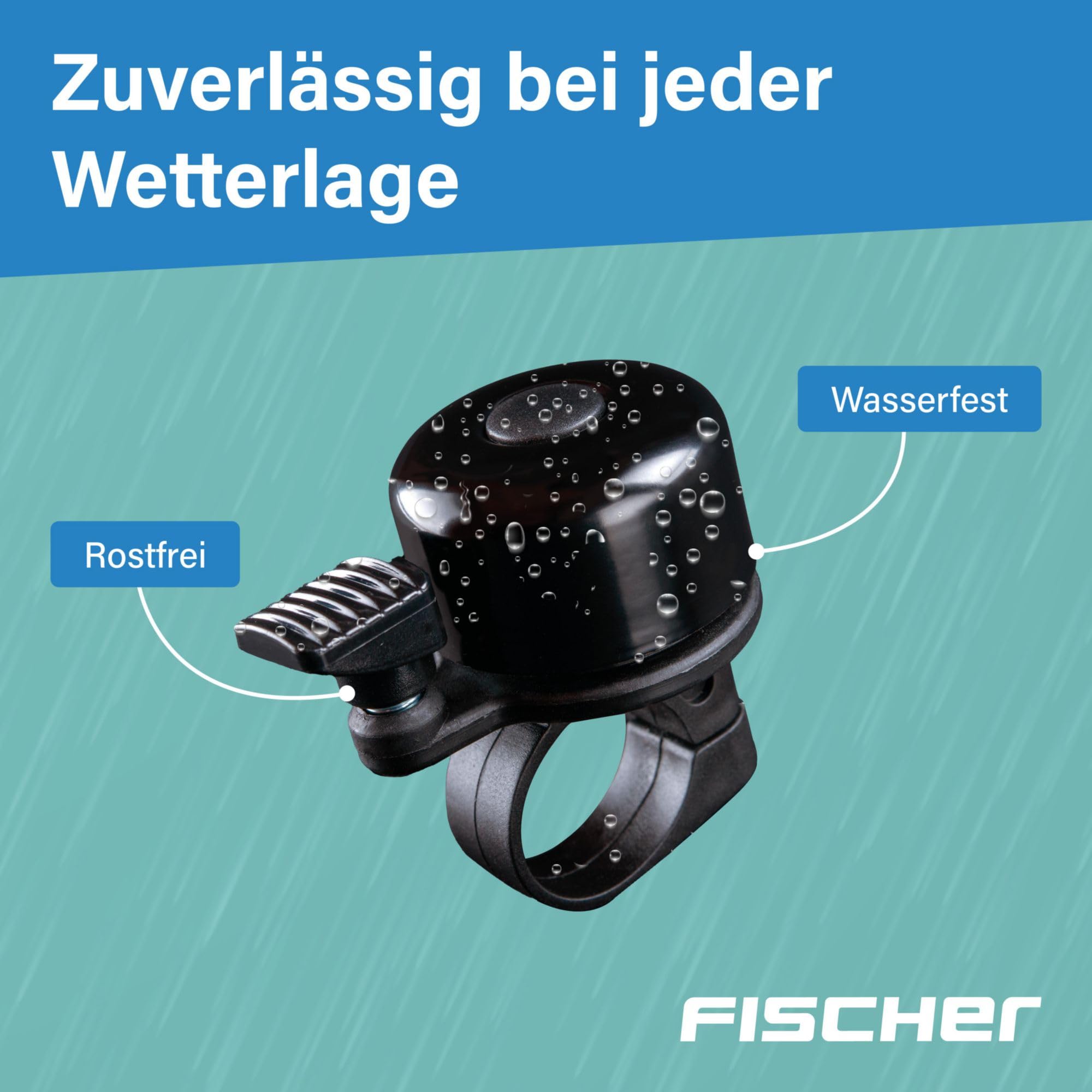 Fischer Fahrradglocke Mini, passend für Standard-Lenker, mit Halterung, schwarz - 5
