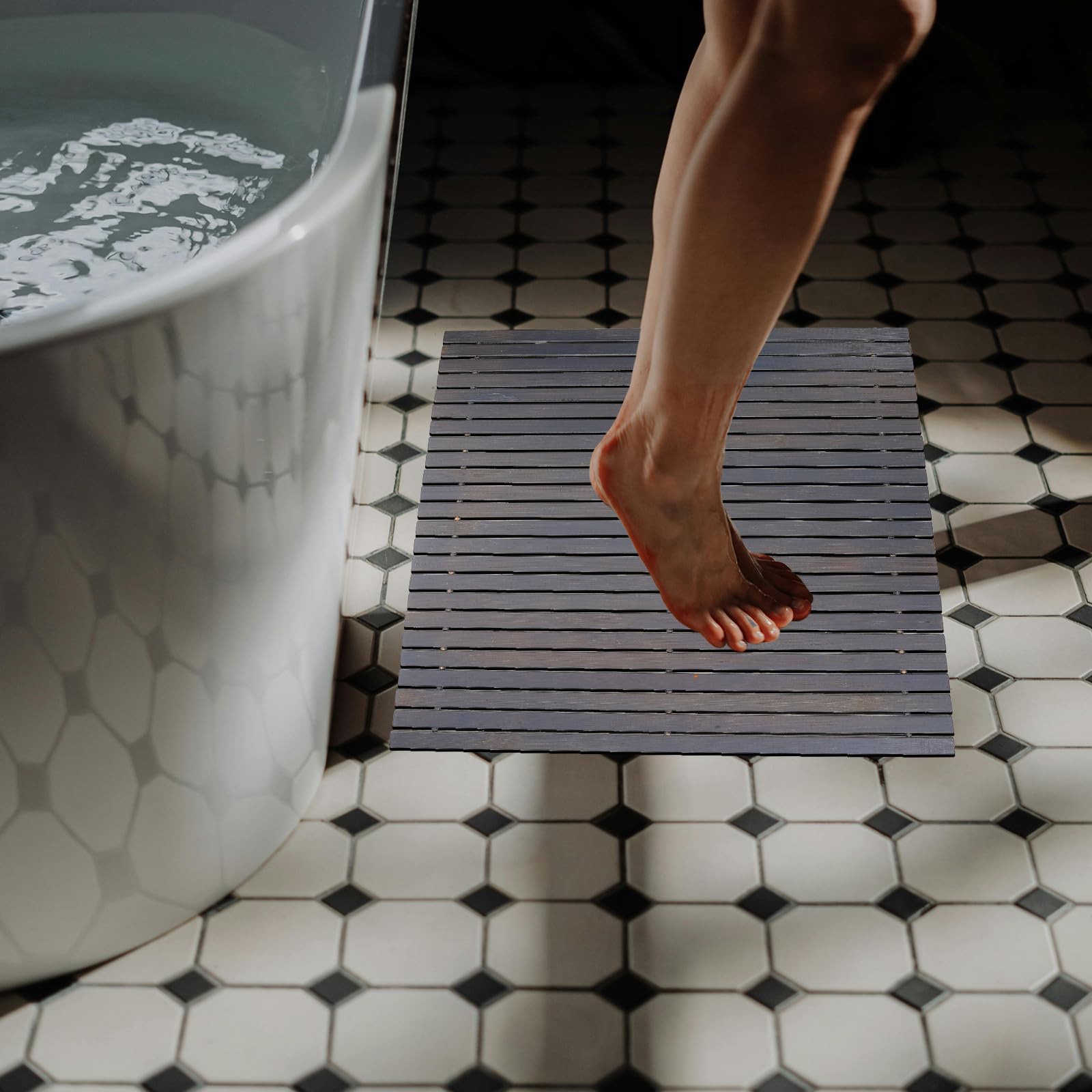 jojofuny Alfombrilla de Baño de Bambú Antideslizante, Esterilla de Ducha para Baño, para Habitación y Dormitorio