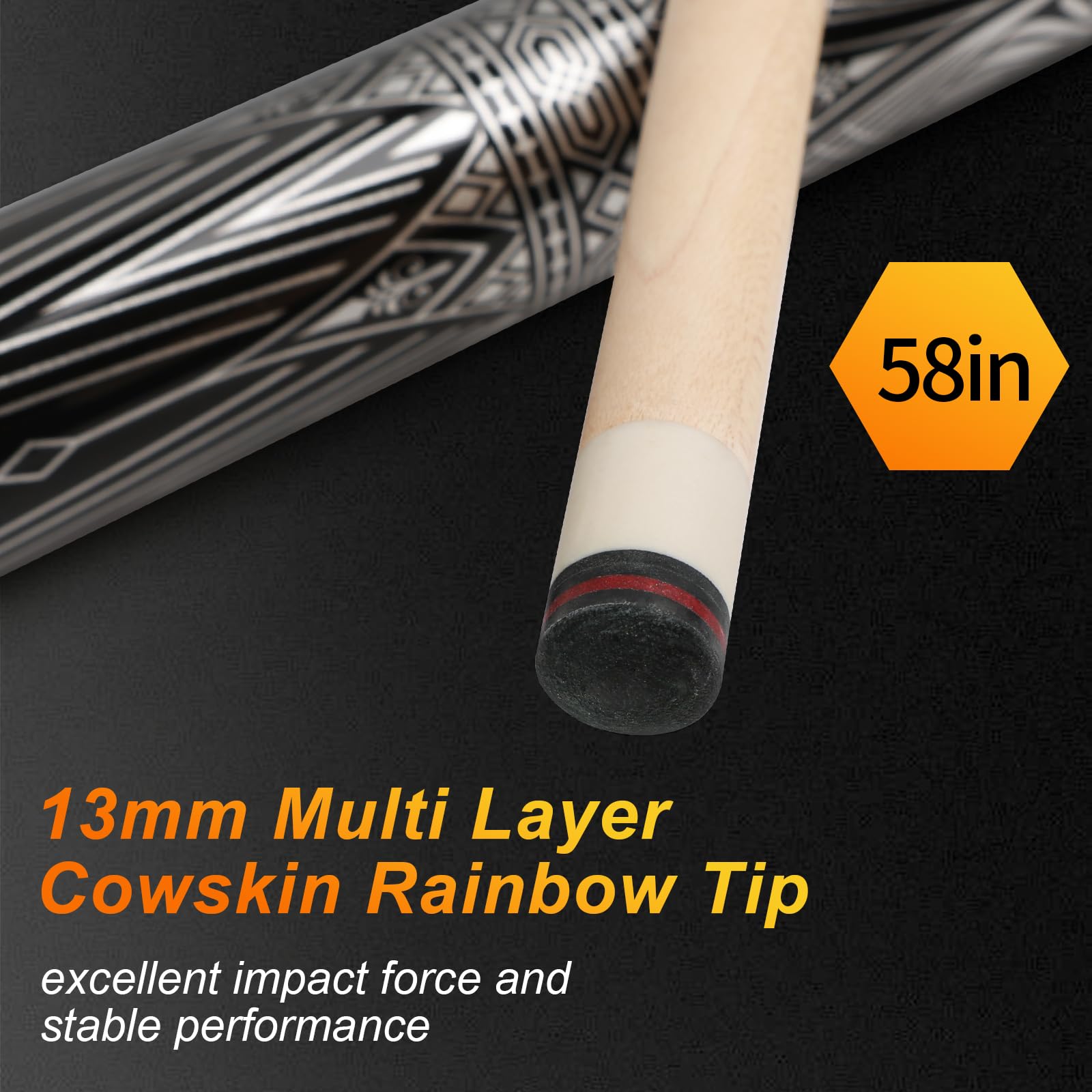 AKLOT Queue de Billard 147cm 539g avec vis de réglage du Poids de 567g/595g