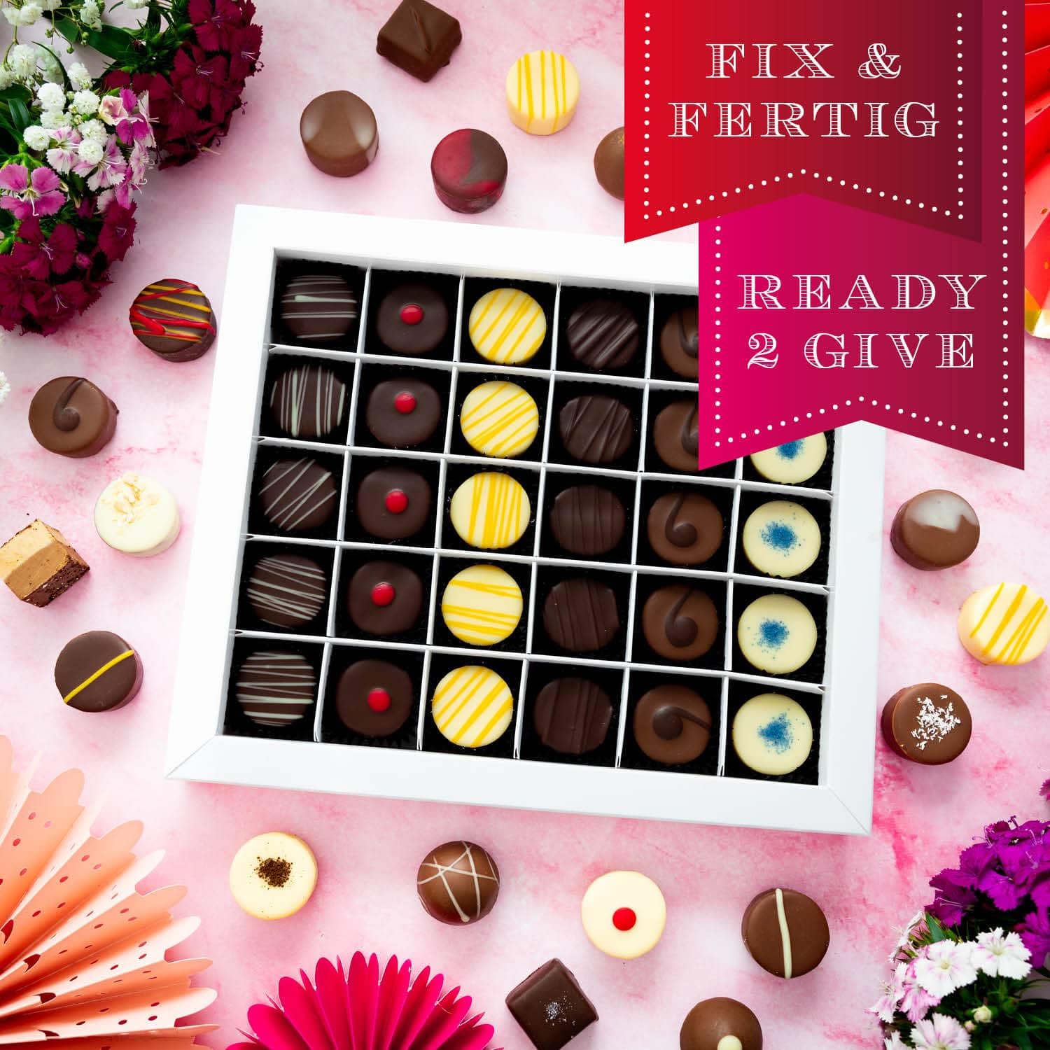 Hallingers Genuss Manufaktur Pralinen Muttertagsgeschenk - ohne Alkohol, handmade aus Confiserie-Edelkakao in wertiger XXL-Geschenkbox "Danke Mama", Geschenkidee für Mama Oma