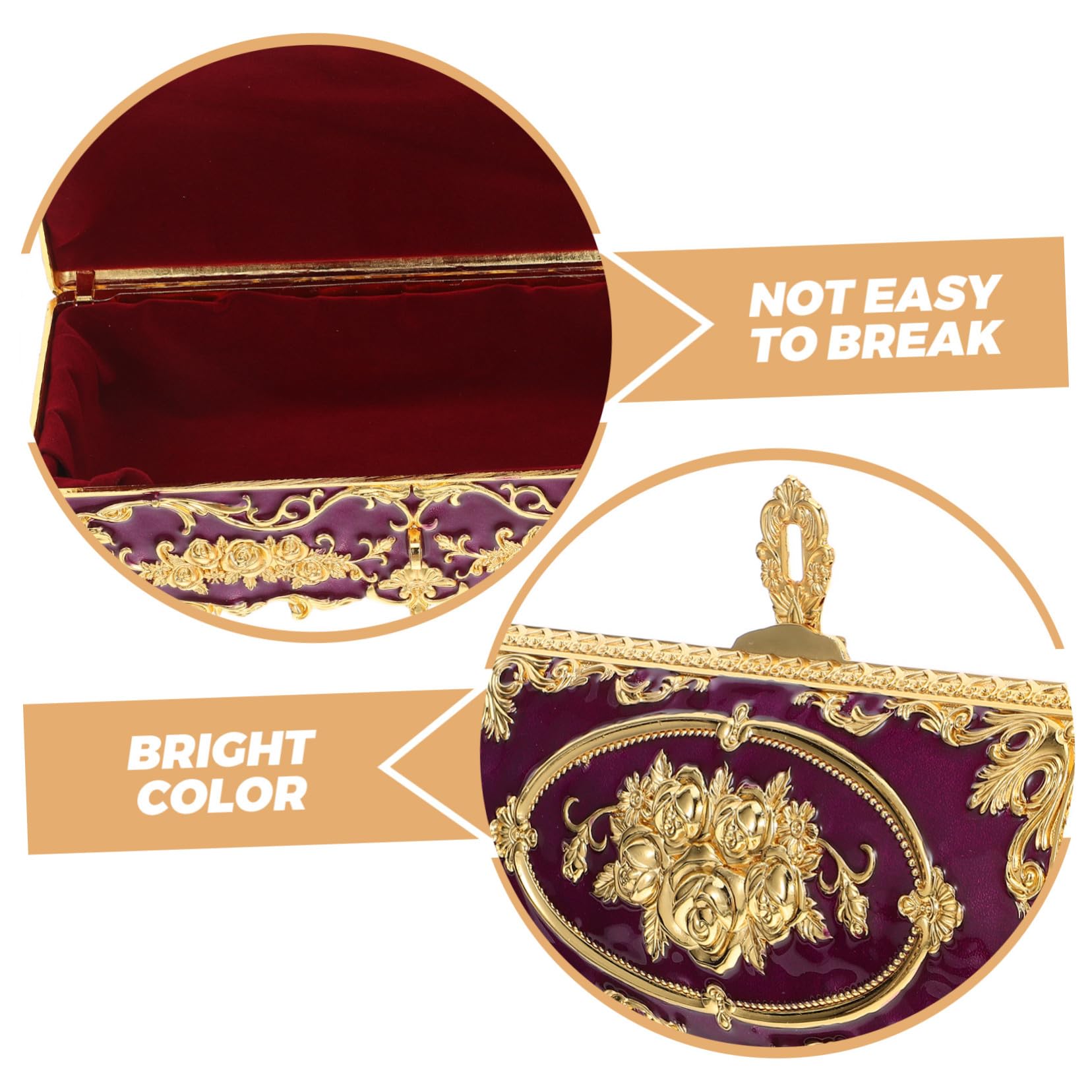 Schmuckkästchen Aufbewahrungsbox für Damen aus Legierung Vintage als Dekorative Schmuckschatulle Kompakte und Vielseitige in Violett Elegantes Retro Design für Zuhause