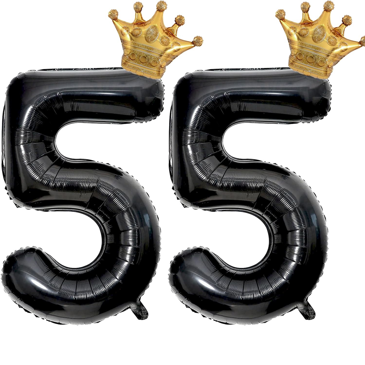40 inch Large Black 55 Balloon Number with Gold Crown Balloons 55th Birthday Big Foil Mylar Helium Balloon for Women Man 55th Birthday Anniversary Decorations Supplies Favors(Number 55 Balloons）
