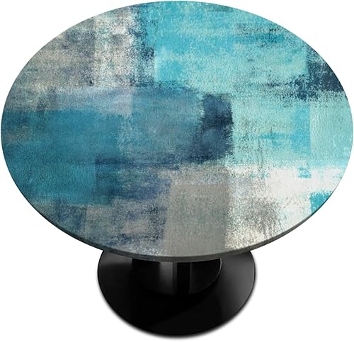 Miniatura 159 de Mantel redondo ajustado con diseño de mandala de flores, mantel circular bohemio y colorido con borde elástico, impermeable, lavable, de poliéster