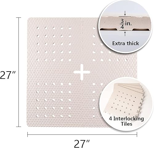 Miniatura 7 de BOWERBIRD Tapete de ducha antifatiga original, material de espuma extra grueso y suave, amortigua cómodamente tus pies, cuadrado, 4 azulejos