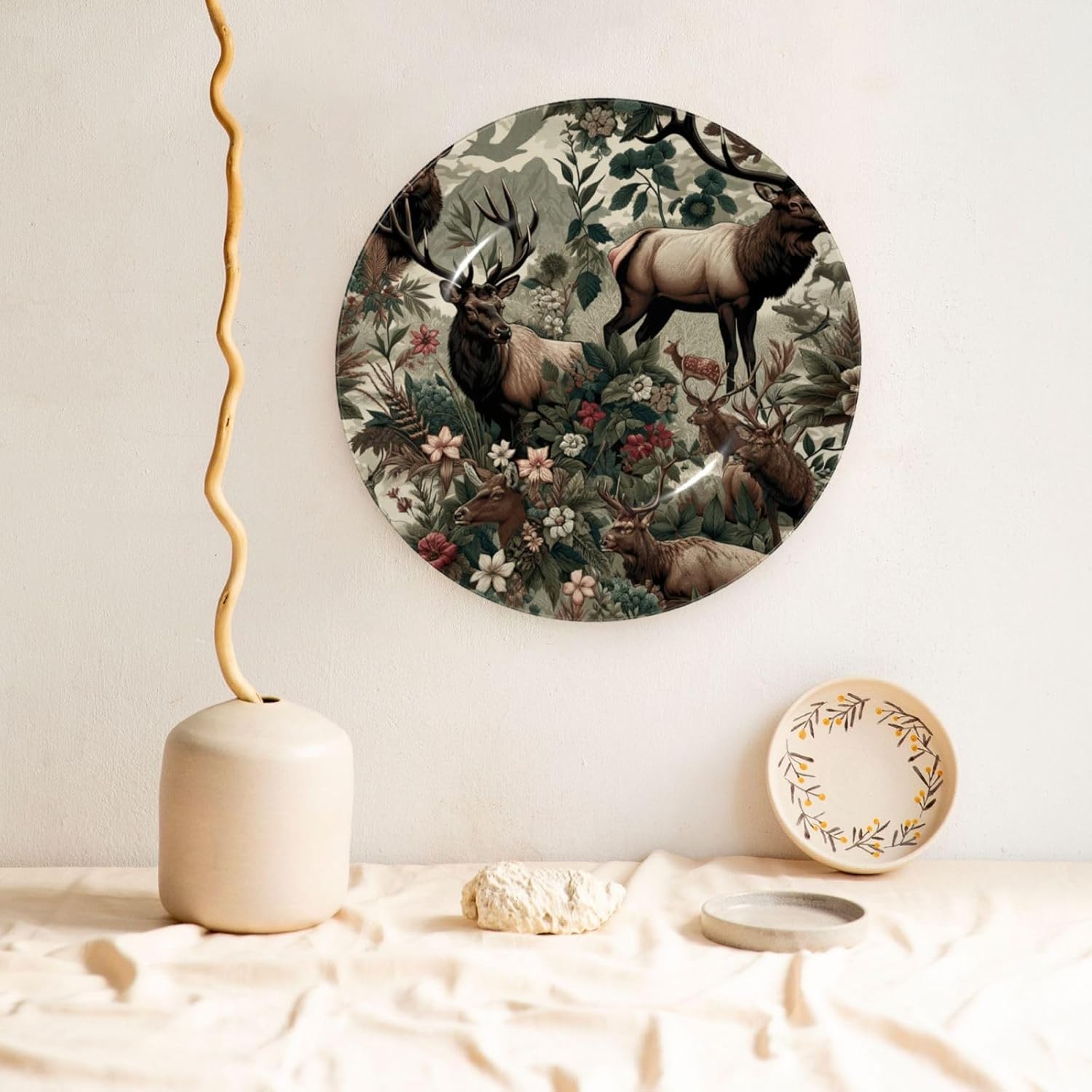 Elk-Lush-Flowers 10 Inch Decorative Plate With Stand, Elegant Display Wall Plate For Home Decor