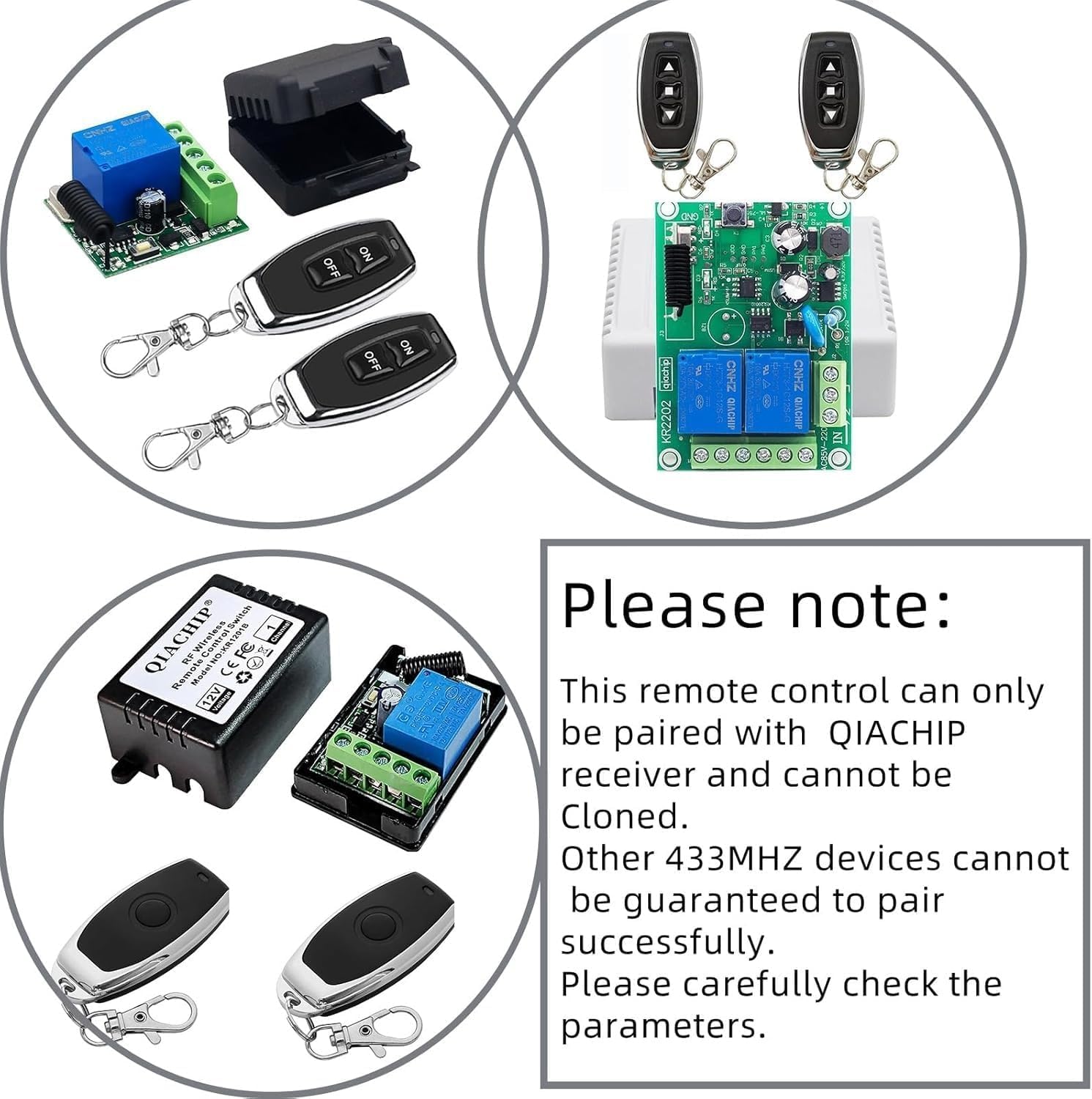 QIACHIP 5 unidades de mando a distancia inalámbrico RF, transmisor inalámbrico de 433 MHz, llavero 1527, código de aprendizaje para el uso con receptor QIACHIP