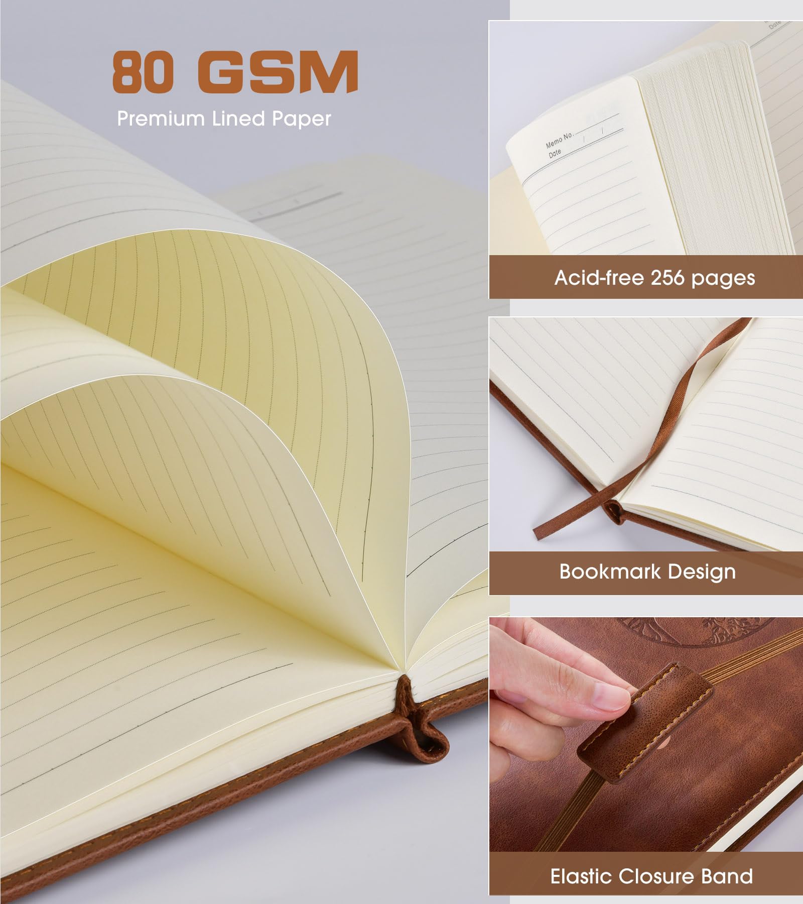 Taccuino a righe per donne e uomini, 256 pagine A4, con copertina rigida in pelle, per scrivere, viaggi, affari, lavoro, scuola, università, quaderni a righe per prendere appunti, diario 21,8 x 27,9