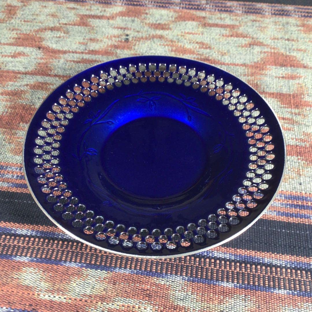 香蘭社【ミスティックオリエント】冷茶グラス＆ブルー瑠璃七宝焼茶托セット高級ガラス 香蘭社【ミスティックオリエント】冷茶グラス＆ブルー瑠璃七宝焼