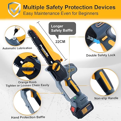 Miniatura 9 de Mini motosierra alimentada por pilas de 8 pulgadas, motosierra eléctrica pequeña de mano, inalámbrica, compatible con baterías Makita de 18 V,