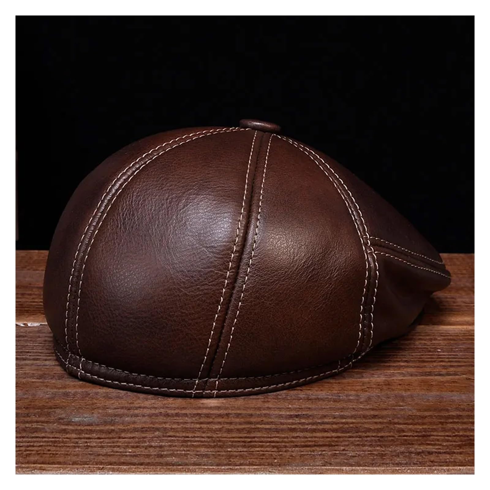 HL027 New Design Men's 100% Genuine Leather Cap/Newsboy/Beret/Cabbie Hat