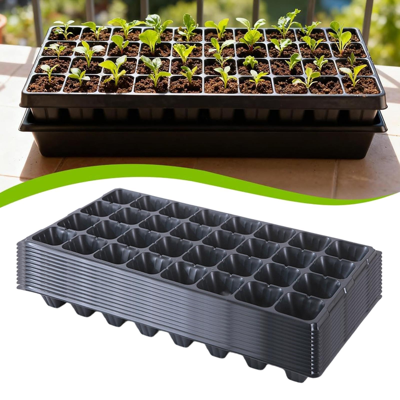 12 Pezzi Vaschette per Piantine Vassoi Germinazione Multi Griglia Vassoi Avviamento Semi per Microgreens Propagatori in PP Resistente Adatte a, 32 Celle