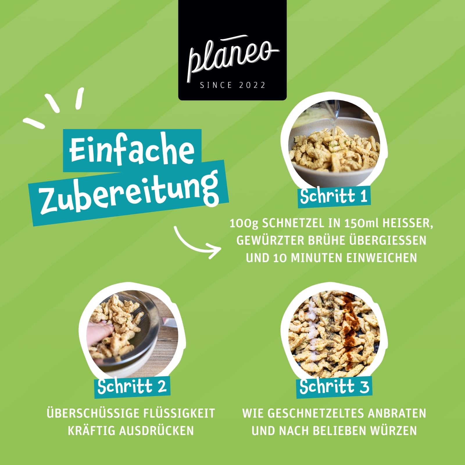 Planeo BIO Erbsen Schnetzel 800g – Veganer Fleischersatz mit über 50% Eiweiss, ideal für Geschnetzeltes & Eintöpfe, aus Erbsen- und Ackerbohnenprotein