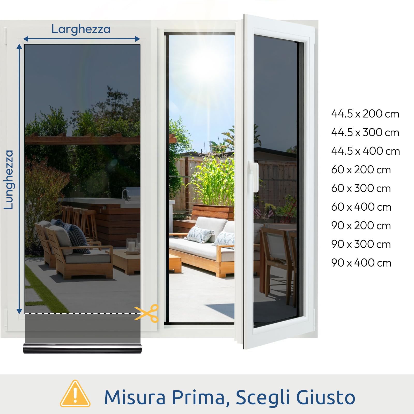 rabbitgoo Pellicola Specchio per Vetri Finestre Privacy con Kit di Installazione, Adesivo Statico, Pellicola Specchio Anti Sole Anti UV Controllo del Calore per Casa Ufficio, 90x400cm, Nero Argento