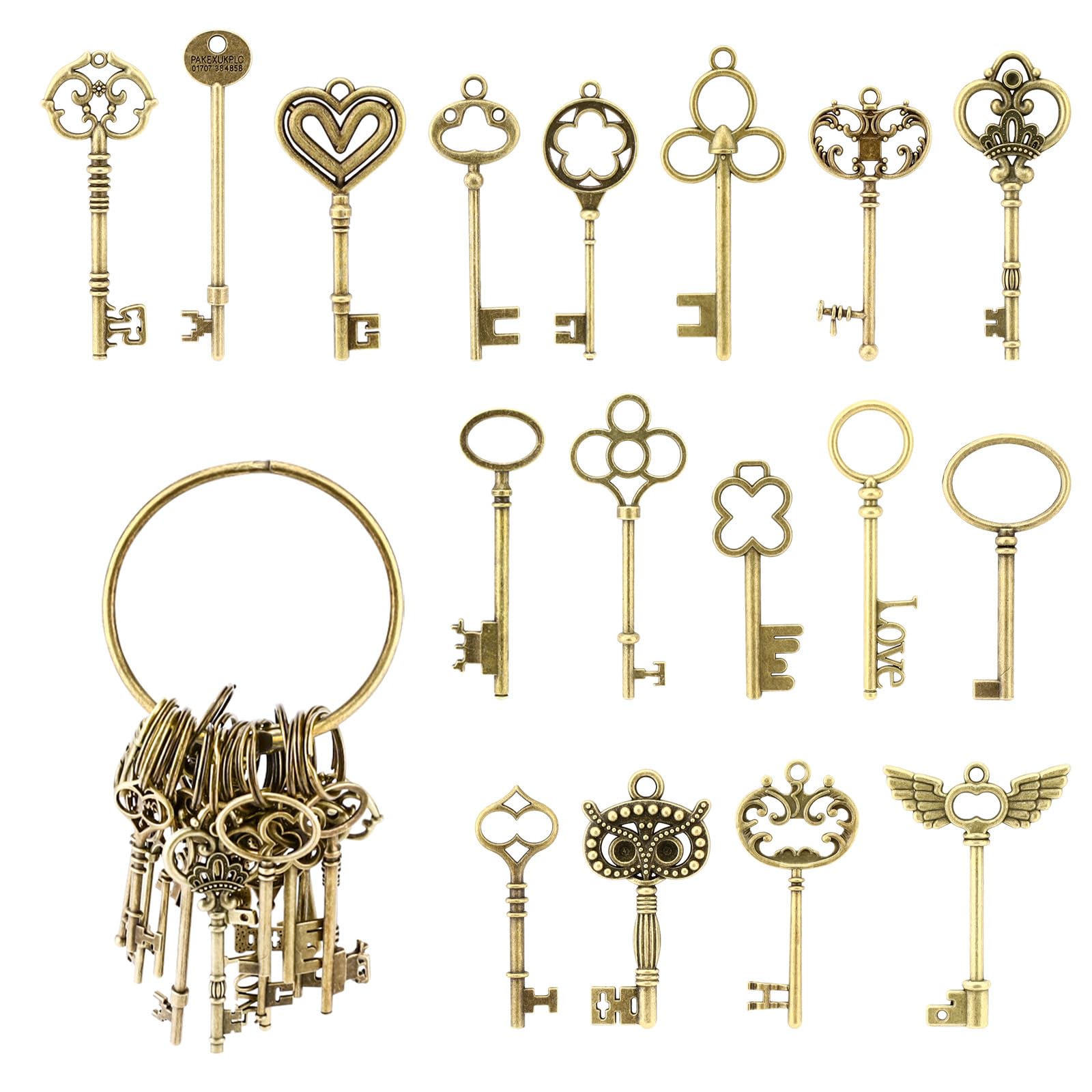 17 Pieces Skeleton Keys Kit for Antique Furniture Skeleton Key Set, Vintage Keys
