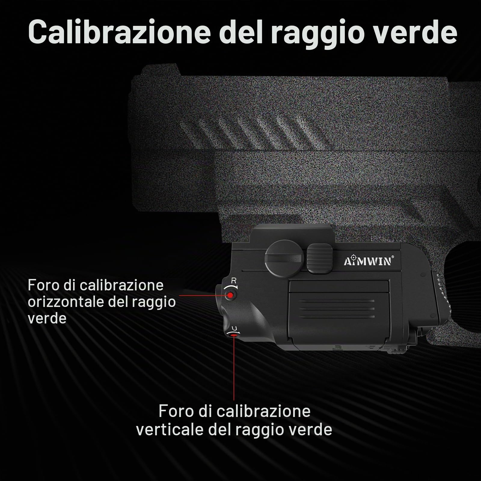 AIMWIN WL10 GL Torcia LED 900 Lumen con Laser Verde – Luce LED con Montaggio Rapido Ricaricabile Magnetica per Slitte Standard 1913 e GL Rail