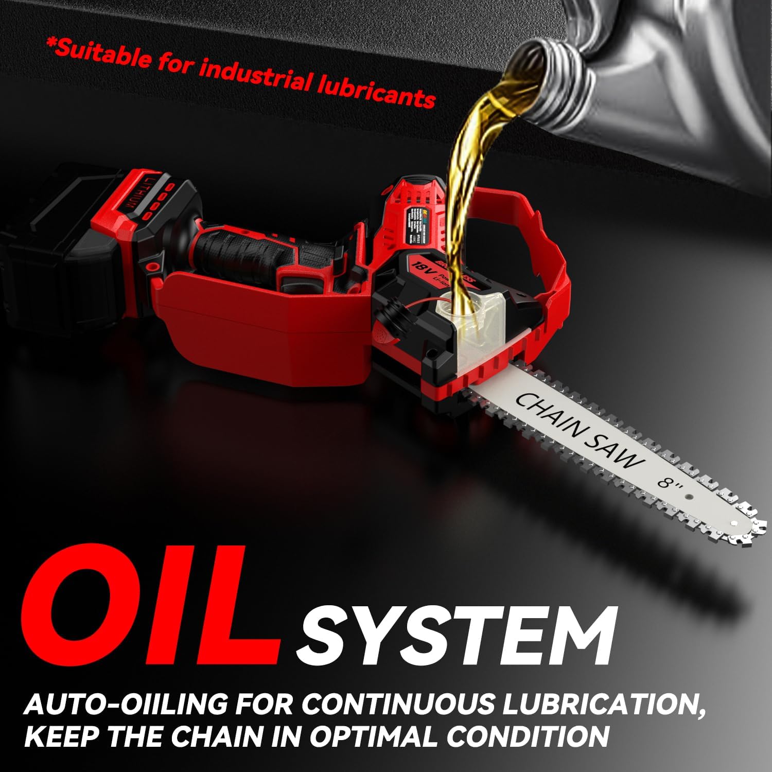 Mini Chainsaw for Miwaukee M18 Battery, 8-Inch and 6-Inch 2-IN-1 Cordless Electric Chain saw with Brushless Motor and Auto-Oiler, 800W Hand Mini Chainsaw for Tree Pruning Wood Cutting(No Battery)