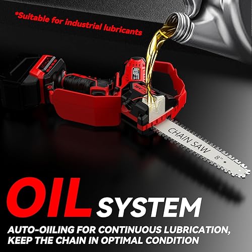 Miniatura 4 de Mini motosierra para batería Miwaukee M18, motosierra eléctrica inalámbrica 2 en 1 de 8 y 6 pulgadas con motor sin escobillas y engrasador