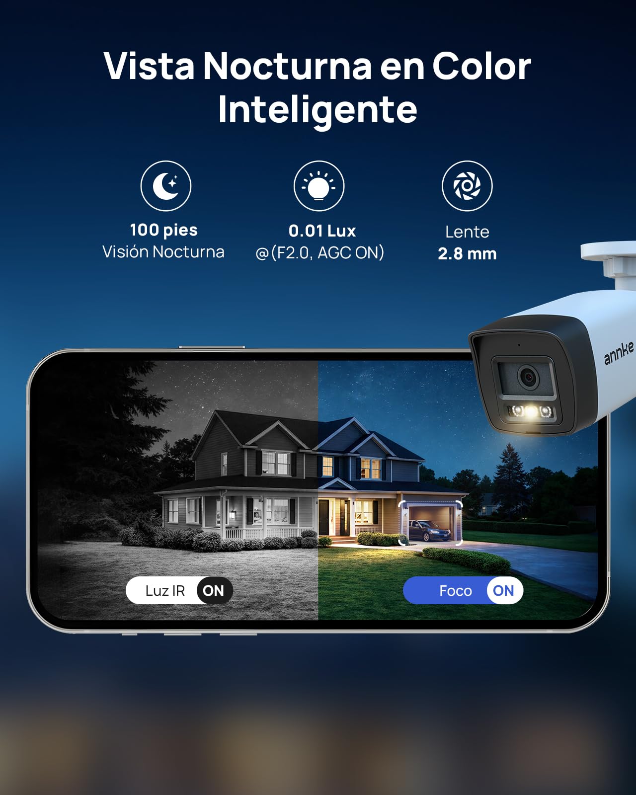 ANNKE Sistema de Cámaras de Seguridad PoE 3K, NVR 8CH 4K con HDD 2TB, 4 Cámaras IP Domo, Visión Nocturna en Color, Detección de Personas y Vehículos, Audio Bidireccional, IP67
