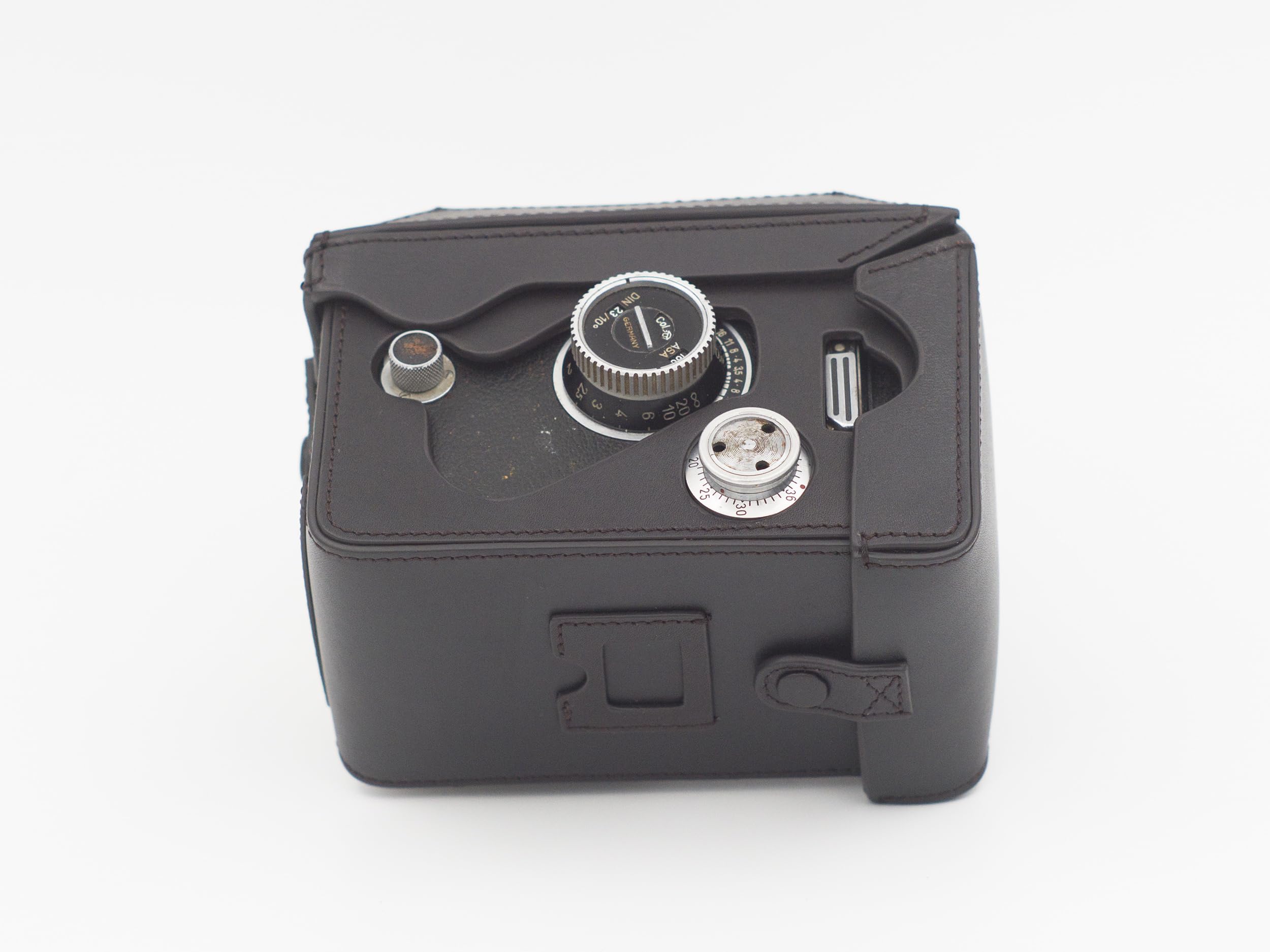 Custodia protettiva completa in pelle per Rolleiflex 2.8F 2.8E 2.8D, 3.5F, 3.5E, 3.5D e compatibile con Rolleikin 35 mm Kit adattatore pellicola, Marrone scuro, Custodia protettiva leggera