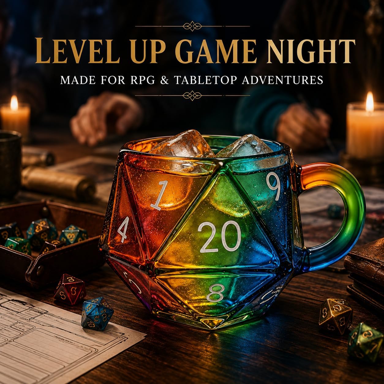 FACE N FACE Rainbow D20 Dice Mug, 11 oz Novelty Polyhedral Coffee Mug with Handle, Fantasy RPG Tabletop Game Gift for Gamers and Board Game Lovers image 3