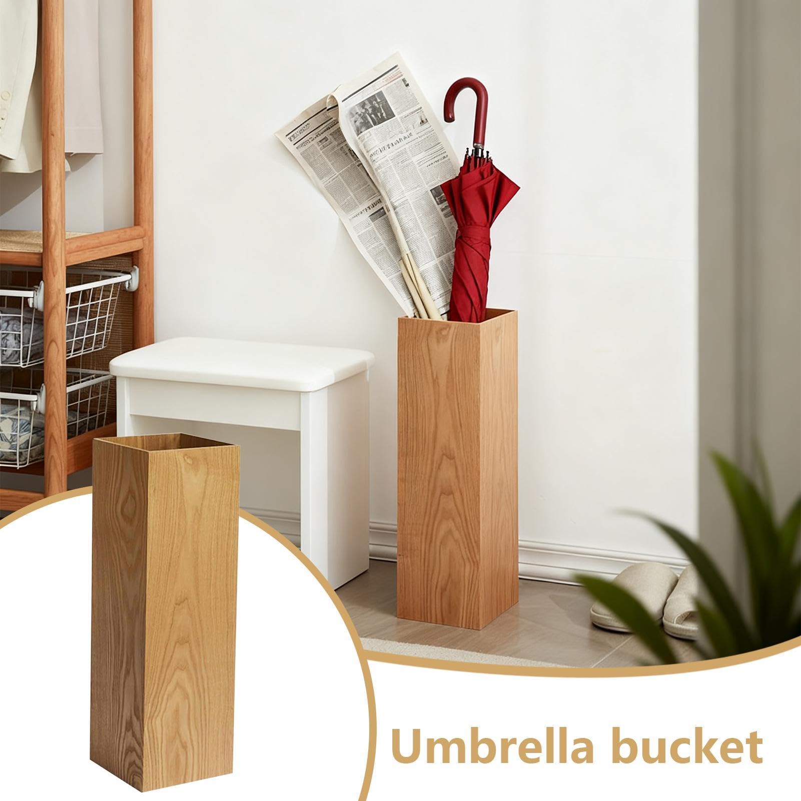 Porte-parapluie – Seau d'entrée en bois, poubelle de bureau