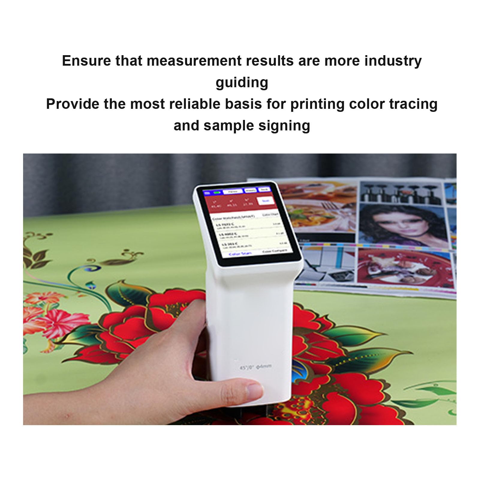 Asixxsix Kolorimeter, 4 Mm Messkaliber, Farbdifferenzmessgerät für Druckmaterialien, Etiketten, Verpackungen, 3,5-Zoll-Touchscreen, mit Mobiler APP-PC-Software, für Verschiedene