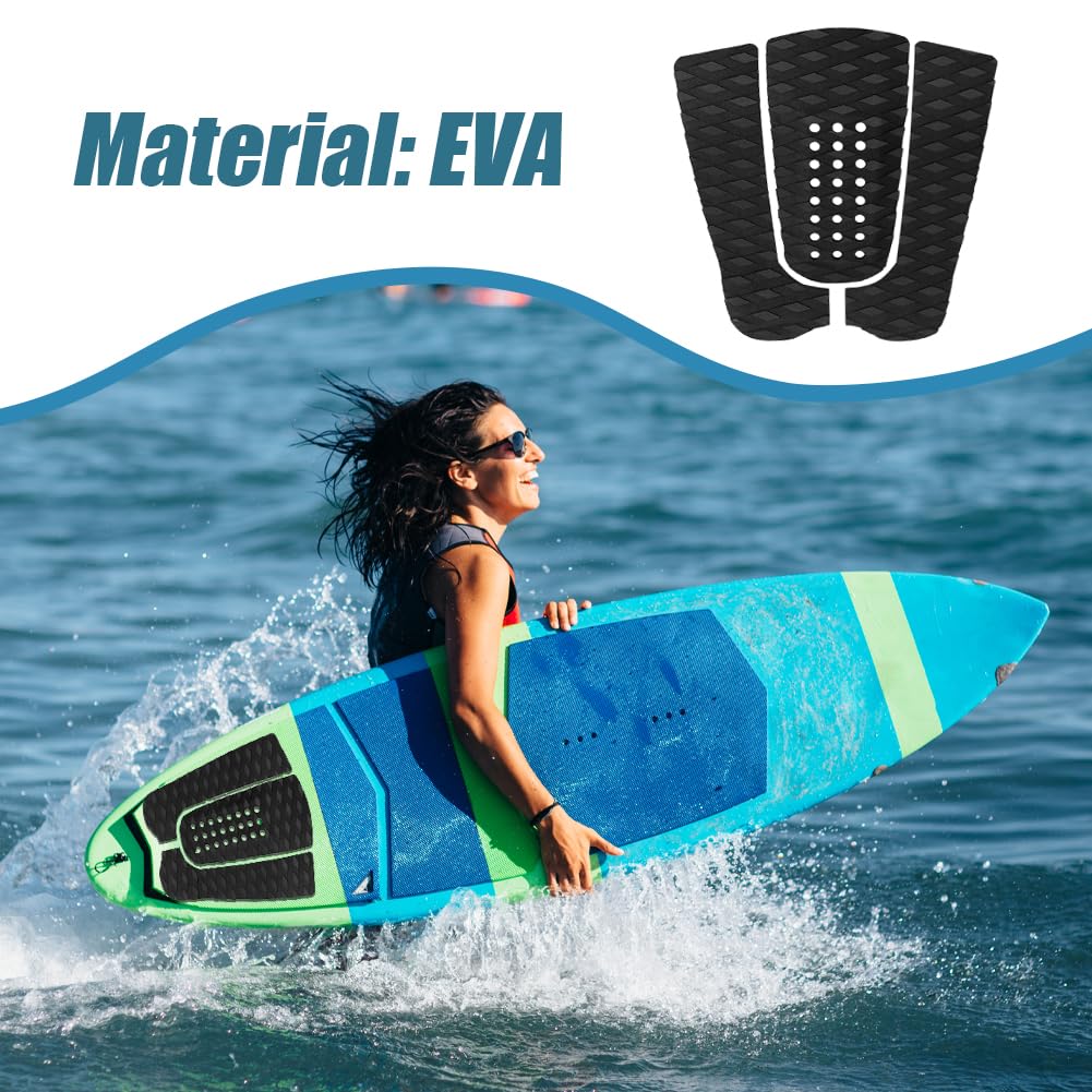 Joyzan Surf Pad Tavola, Antiscivolo Traction Grip Front Deck Trazione da Coda Anteriore Cuscinetti Tappetino Tavole Tailpad Premium Adesivo Longboard Shortboard Fish Board Skimboard Accessorio, Nera