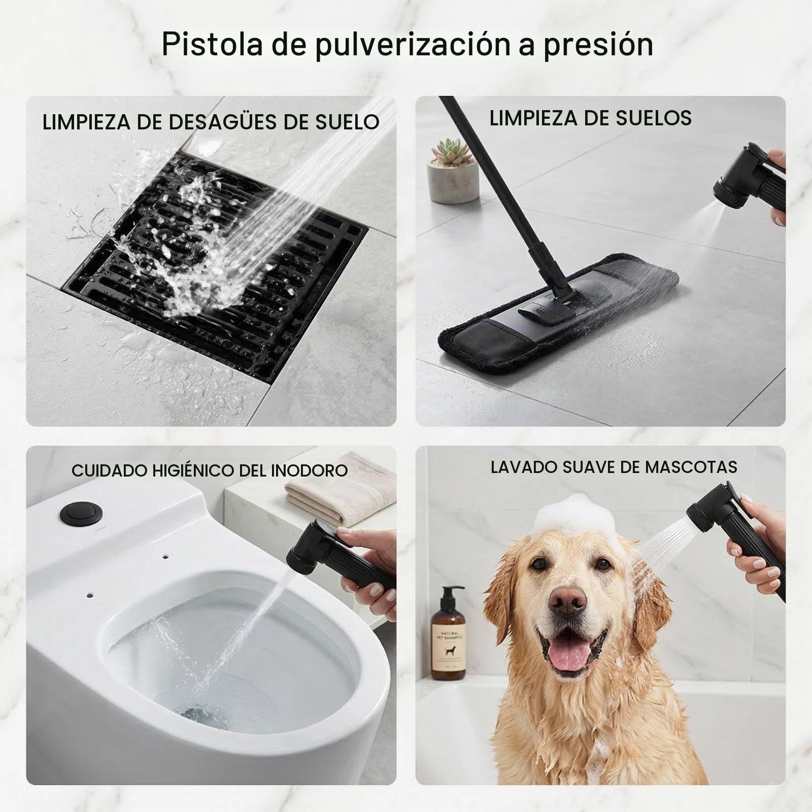 4 Modos Columna de Ducha con Grifo, Acero inoxidable Rociador superior/Ducha de mano, Lluvia Columna de Baño Multifuncional Altura Ajustable 72-115cm