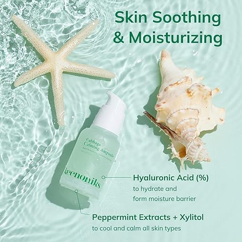 Miniatura 3 de KEENONIKS Suero de ampolla calmante de repollo - 1 oz coreano para el cuidado de la piel 3 en 1 hidratante refrescante y calmante para la piel, 85%
