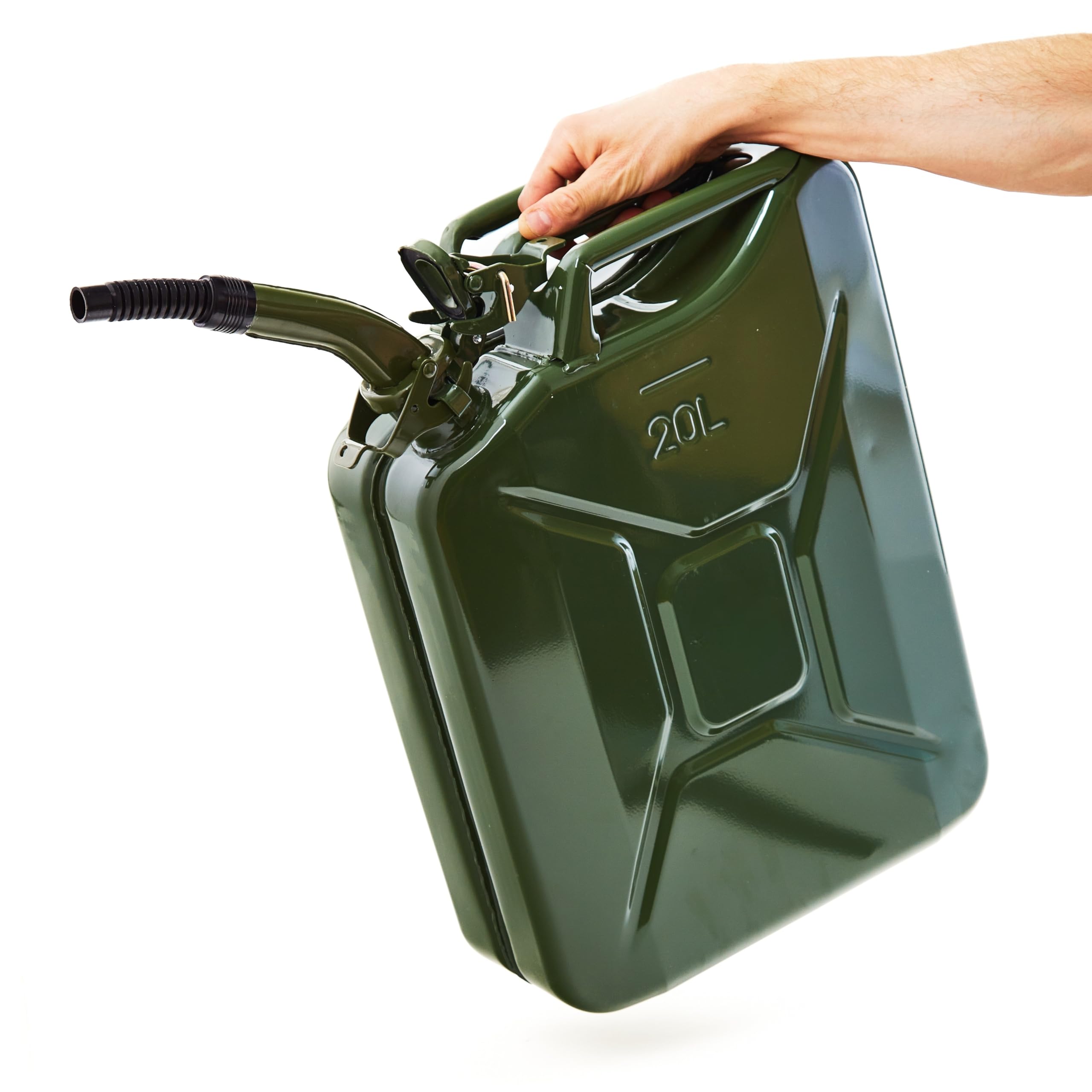 Oxid7® by BW Benzinkanister Metall 3x 20 Liter mit 3x Ausgießer - Kraftstoffkanister Schwarz RAL 9005 - TÜV-geprüft, UN-zertifiziert - 0,9mm Stahl DIN 7274 - Made in Europe