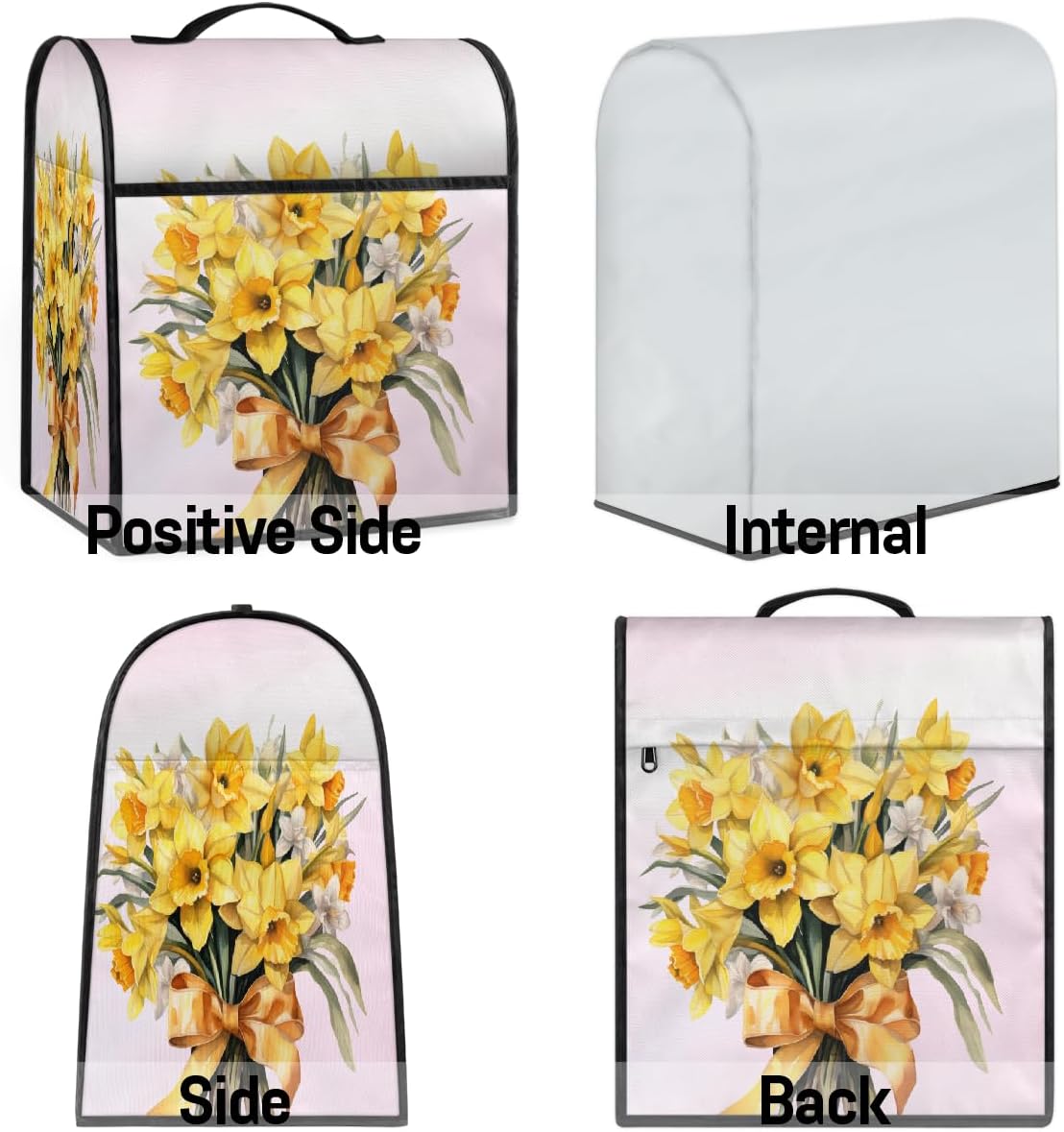 Floral Yellow Flower Kitchen Aid Mixer Covers Compatible with 6-8 Quarts Stand Mixer Cover with Pocket Coffee Maker Dust Covers Kitchen Aid Accessories Blender Cover for Tilt Head Bowl Lift