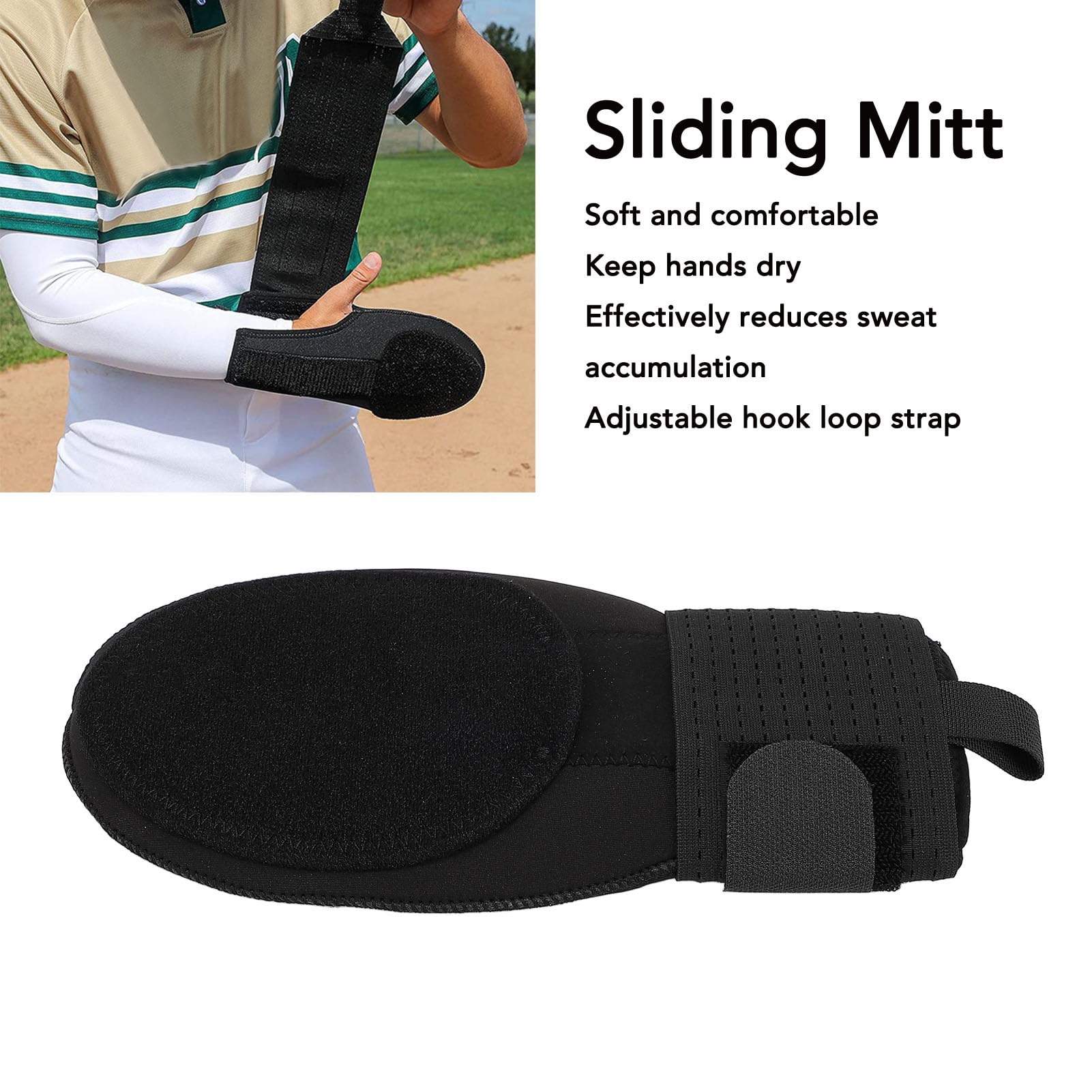 Baseball Sliding Mitt, with Inner Aluminum Plate Soft Breathable Ergonomic Design for Youth, High School & College Players Sbr Material Fastening Compression Strap (13 * 26CM)