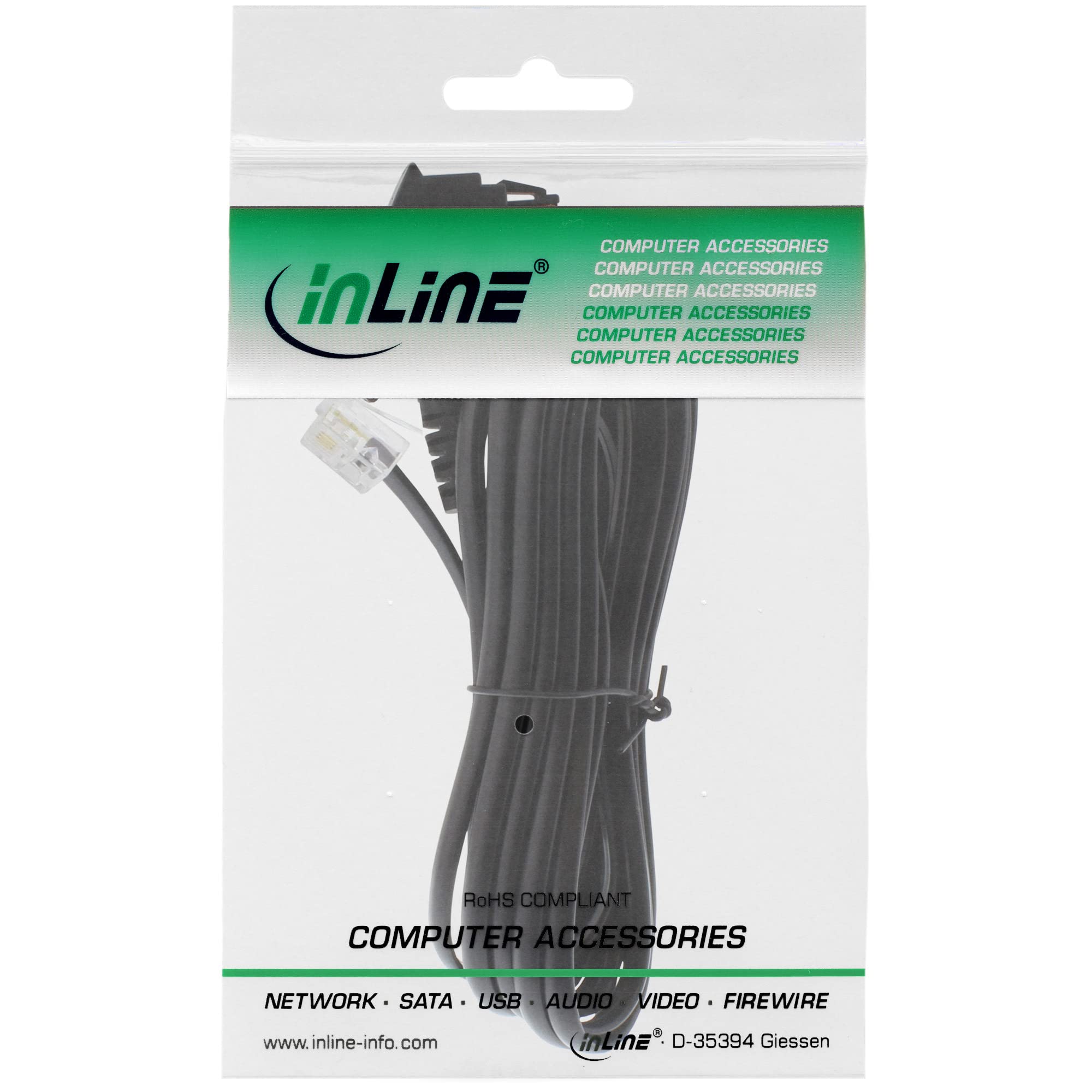 Cavo Telefonico InLine TAE-F – RJ11, 6 Metri, Nero - 3