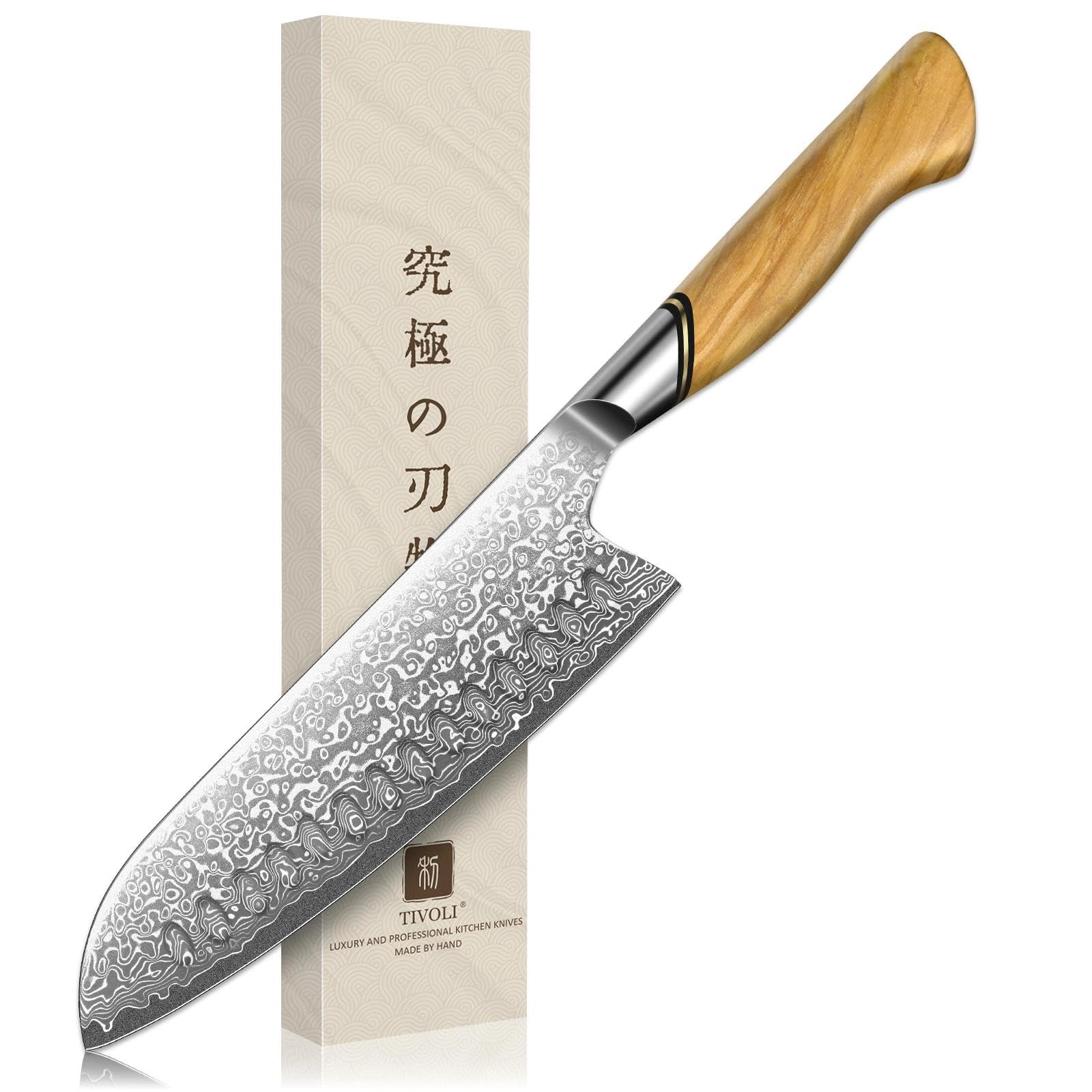 Amazon.com: TIVOLI Damascus Santoku Knife 7 inch – Japanese VG-10