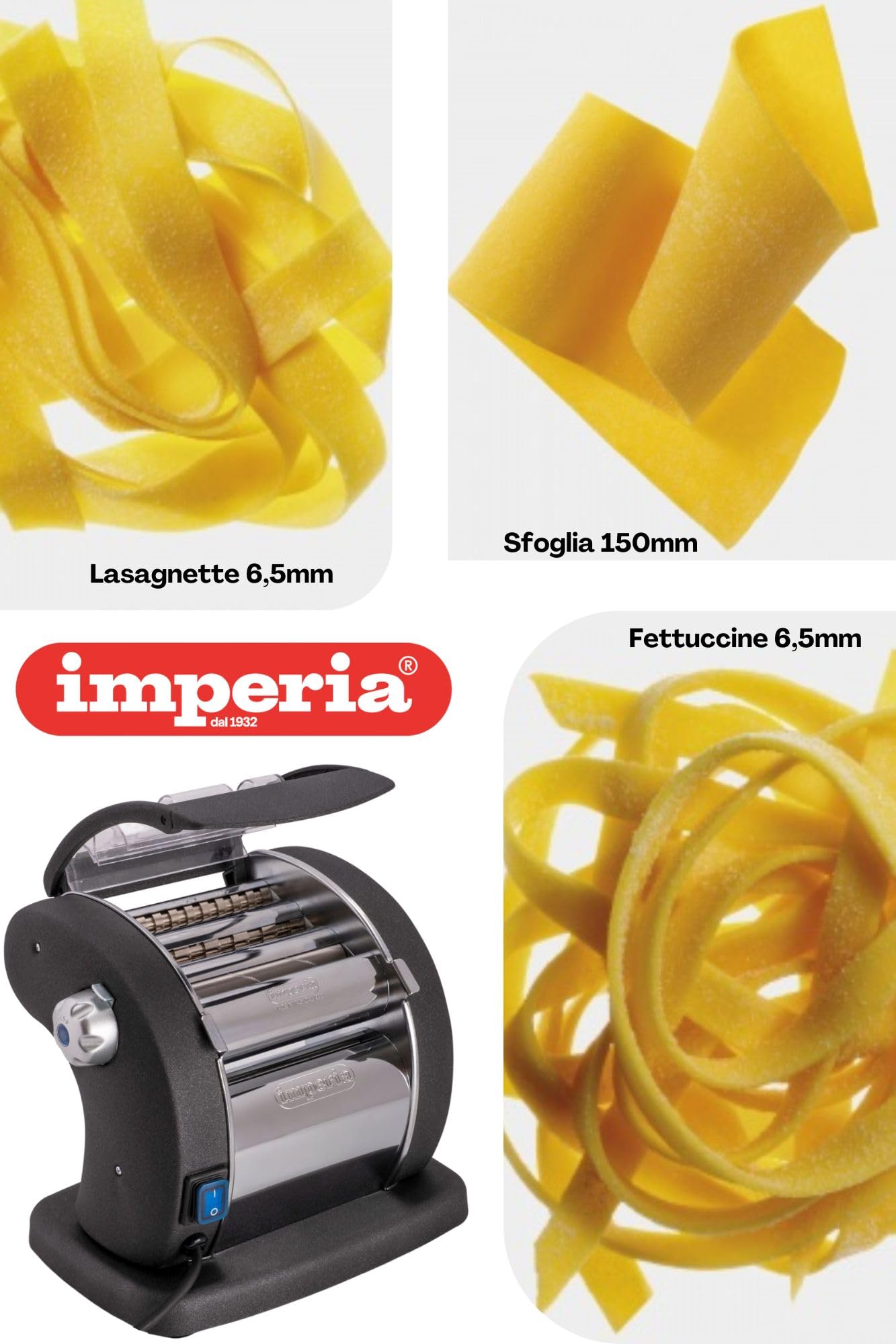 Imperia PastaPresto Gourmet. Machine à pâtes électrique fabriquè en Italie. Machine à pâtes fraîches et moteur électrique. Laminoir électrique feuille de pâtes, lasagnes, fettuccine
