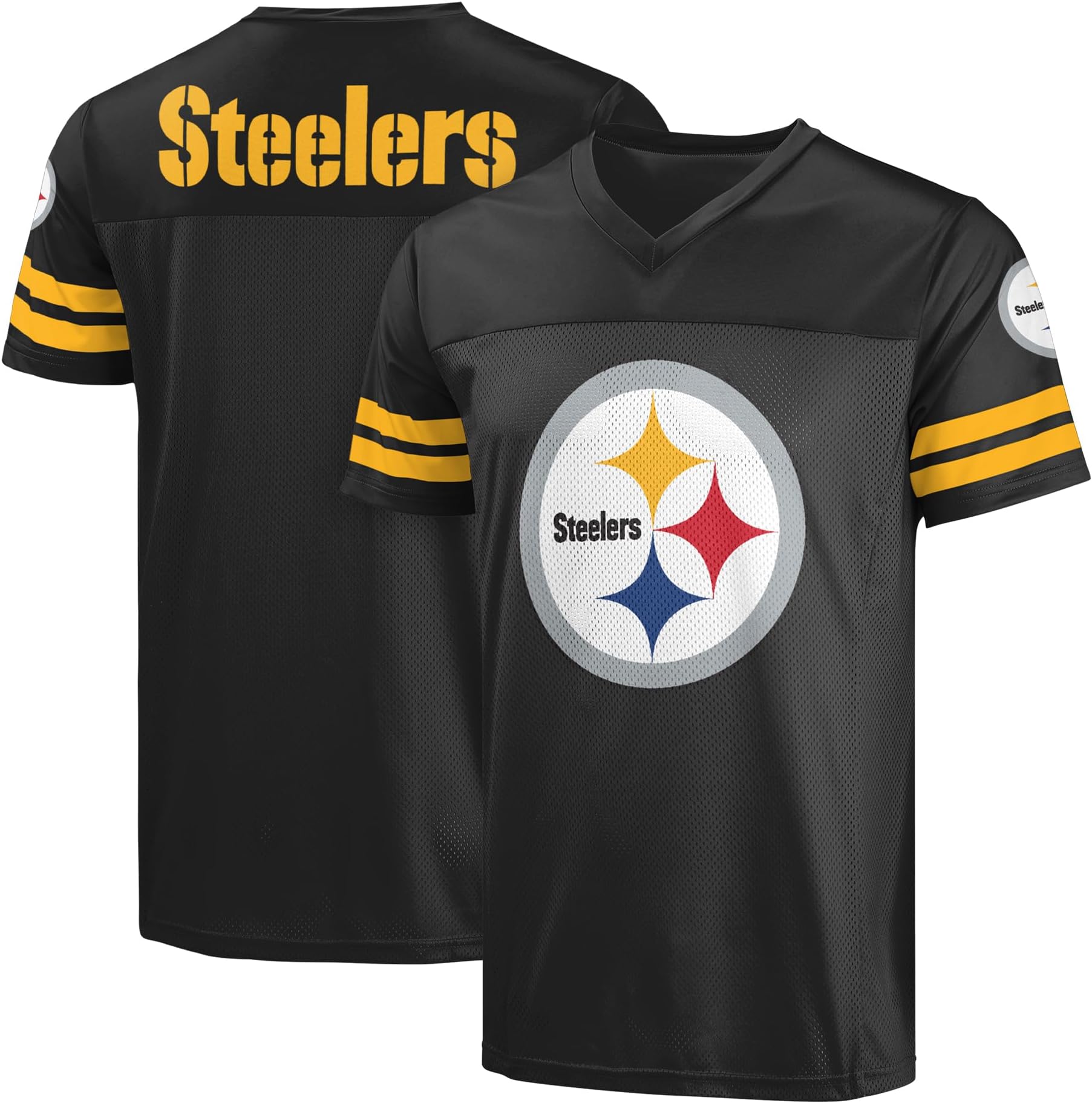 NFL Men's Officially Licensed Primary Logo Wordmark Game Day Football V-Neck Top