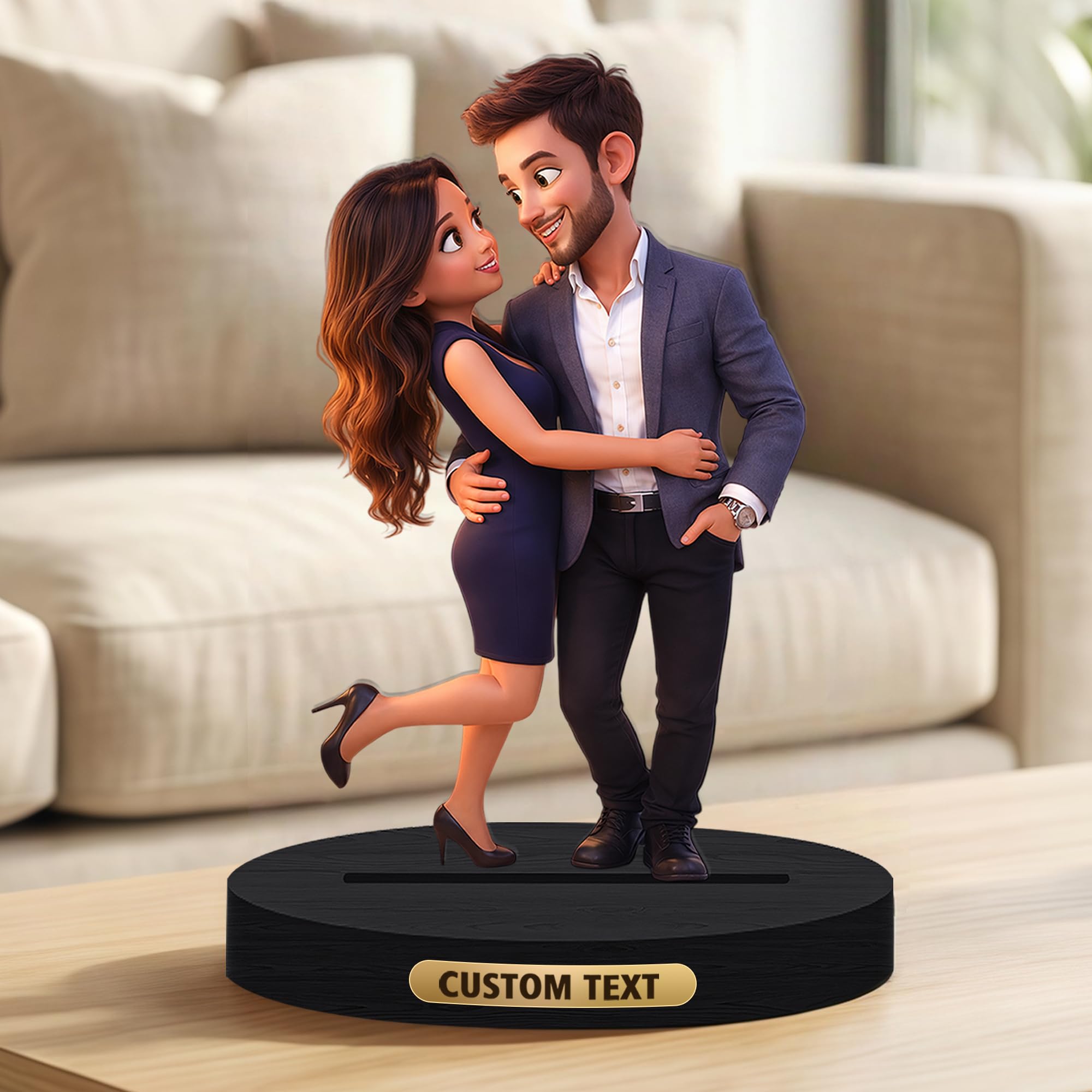 AGEUIRPOD Personalised Couple Figurine from Photo Custom Cartoon Style Figures of Yourself Desk Home Decor Ornament Customized Picture Figurine Desktop for Office Bedroom Gifts for Men Women Family