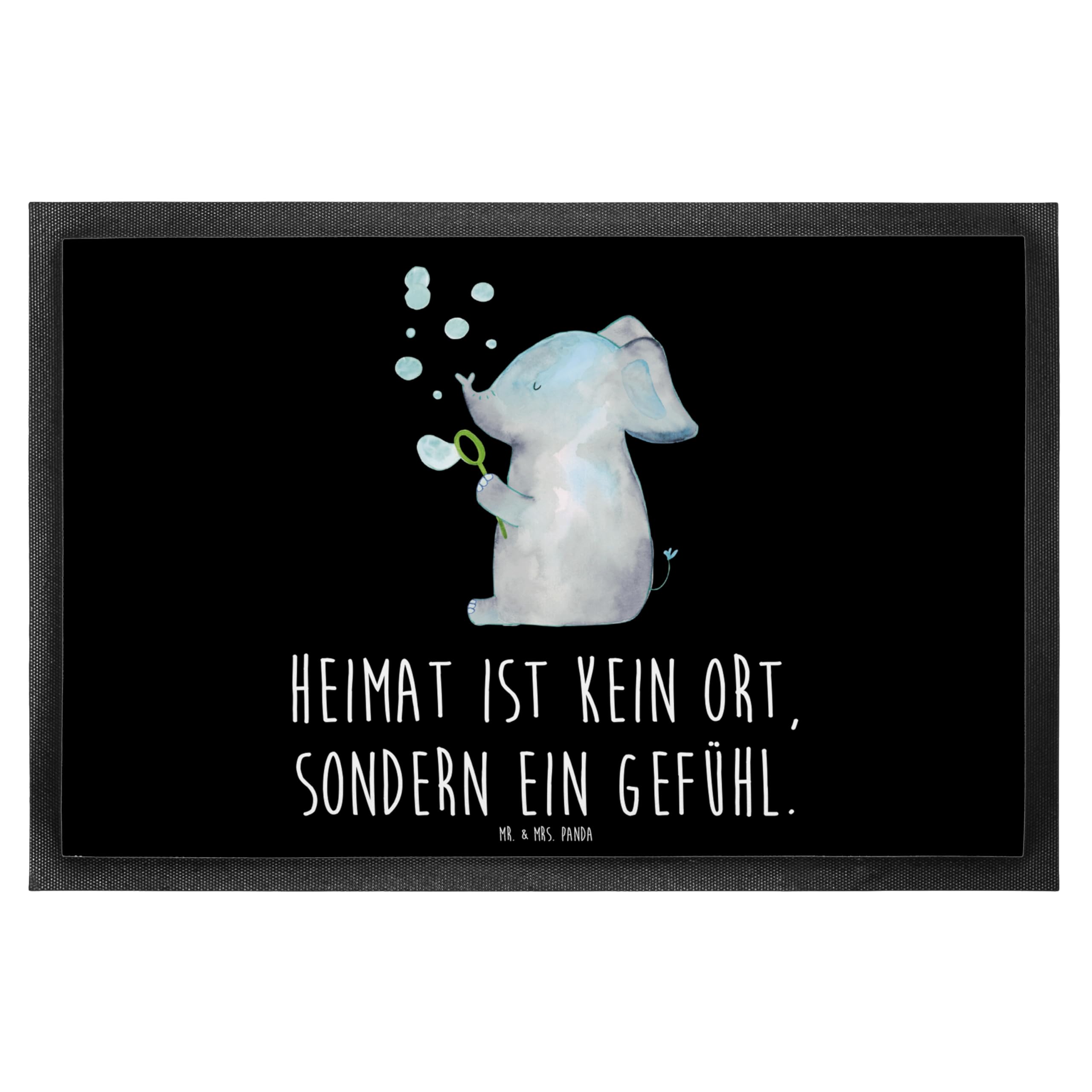 Mr. & Mrs. Panda 50 x 75 cm Fußmatte Elefant Seifenblasen - Geschenk, Schmutzmatte, Rüsseltier, Elefanten, Fußabtreter, Gute Laune, Gefühl. Daheim,