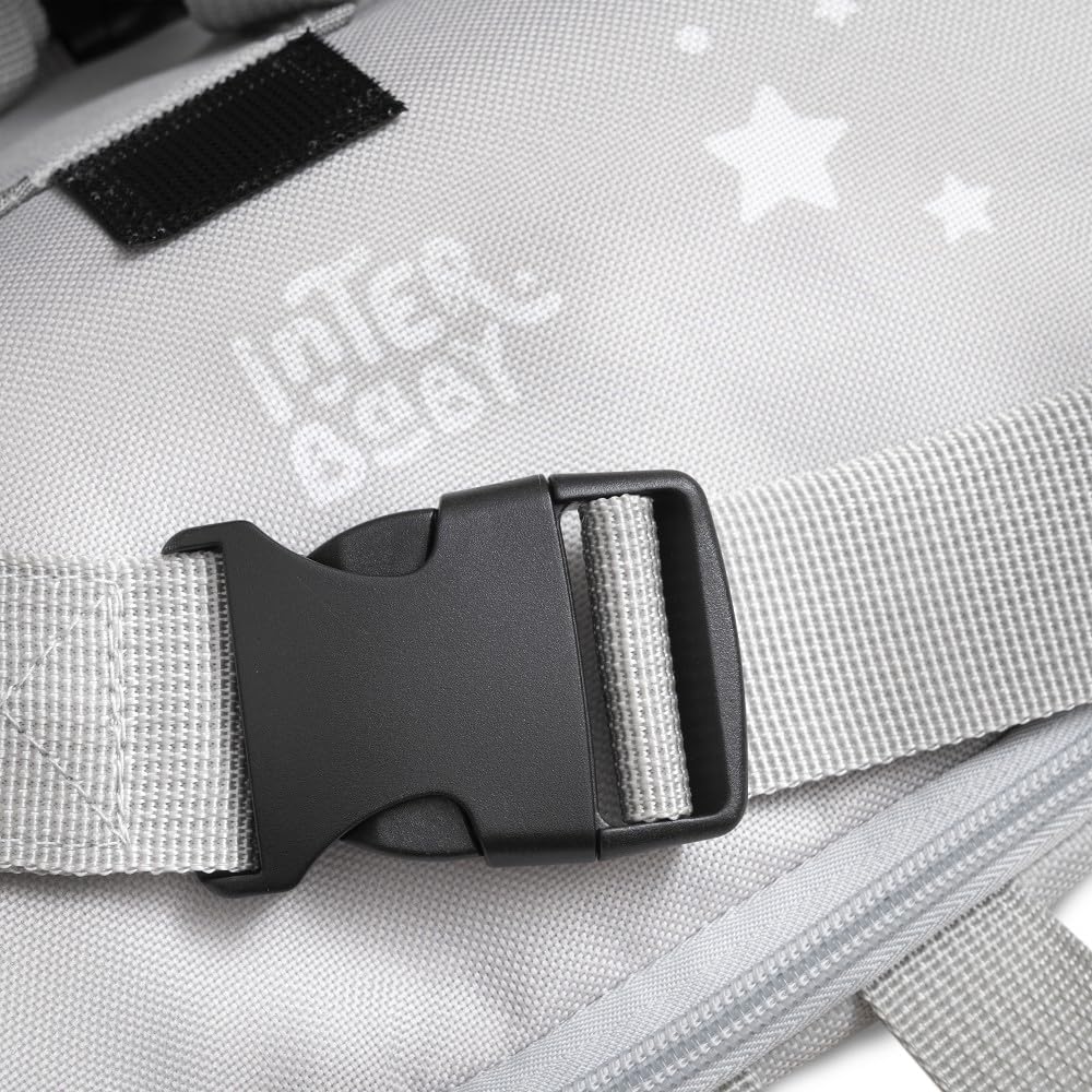 Interbaby - Chaise haute d'appoint portable pour bébé - Siège bébé - Convertible en sac à dos ou en sac - Pliable, léger et avec poignée réglable pour le transport - Étoiles grises