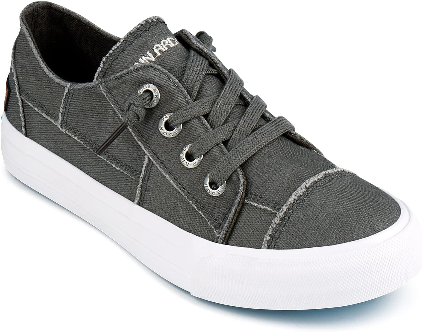 JENN ARDORSlip On Canvas Shoes for Women Low Top Fashion Sneakers Comfortable Walking Flats, Grey, 7