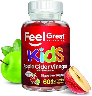 Feel Great 365 Apple Cider Vinegar Gummies for Kids | Rich in Digestive Enzymes & Natural Antioxidants for Gut Health | Vegan Gummy Supports Healthy Nutrient Absorption | 60 Day Supply