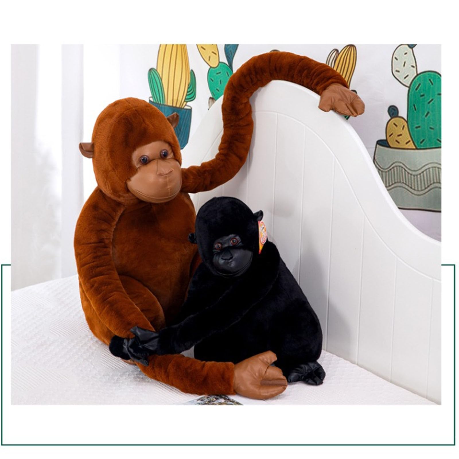 Gorilla PlüSchtier, Niedlicher Gorilla Wurfkisse AFFE Plüschtier Puppe Stofftier Lange Arme Haben Zum Spielen Umarmung Realistisches AFFE Stofftier,Tiere Puppe Geschenke (55cm,Schwarz)