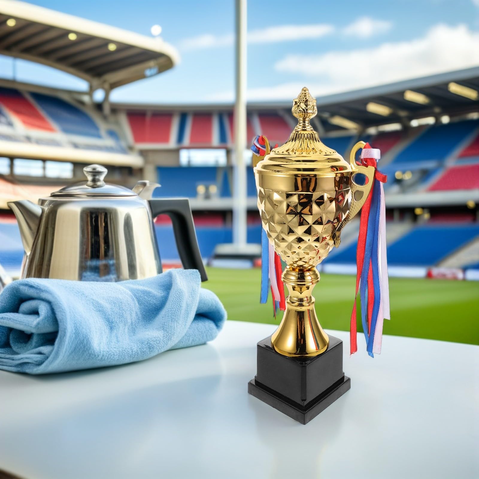 BESPORTBLE Copa Trofeo Grande de Metal para Competiciones Deportivas Premio Trofeo Versátil para Baloncesto Fútbol Atletismo y Hockey y Fácil de Exhibir