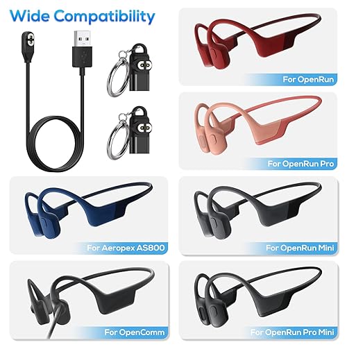 Miniatura 2 de Cable de carga de repuesto para AfterShokz Aeropex AS800/OpenComm/OpenRun/OpenRun Pro, cable de carga rápida magnético para auriculares de