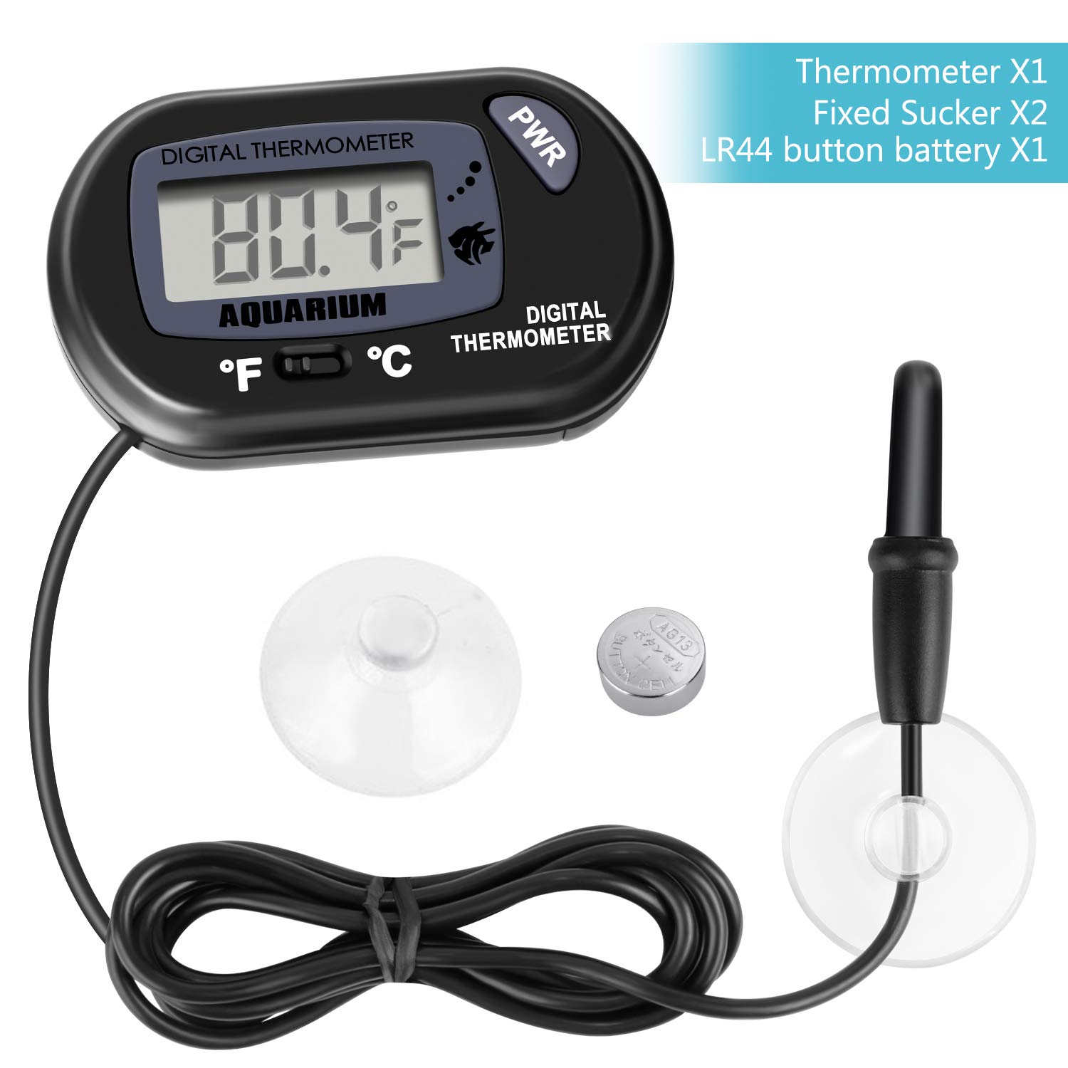 NEPTONION Aquarium Thermometer LCD Digital Aquarium Thermometer with Suction Cup Fish Tank Water Terrarium Temperature for Fish and Reptiles Like Lizard and Turtle - Image 5