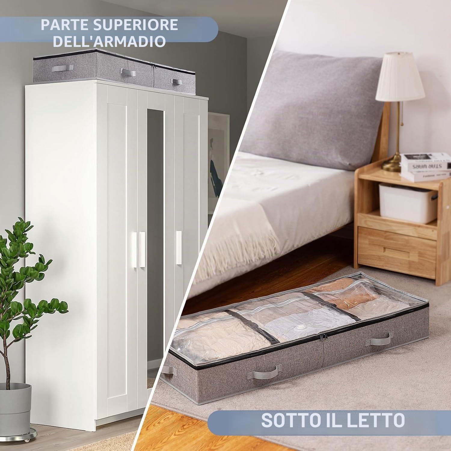 TAILI Sacchetti Sottovuoto Salvaspazio 2 in 1, 105x43x15 cm | Per Piumini, Vestiti, Biancheria da Letto, Pieghevoli, per Risparmiare l'80% di Spazio in Più