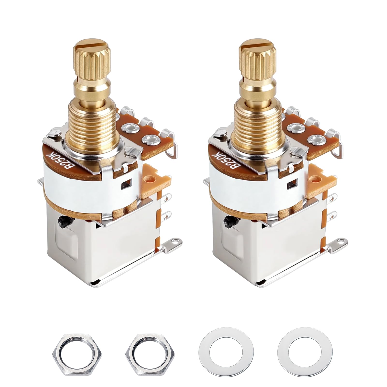 Banworks Full Brass M8 Thread Guitar Push Push Pots B250K 18-Spline Pots